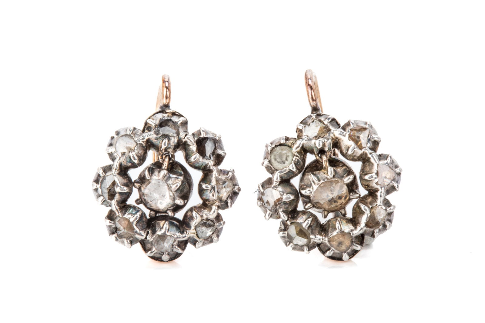 GEORGIAN ROSE CUT DIAMOND EARRINGS 5.3g (1 of 2)