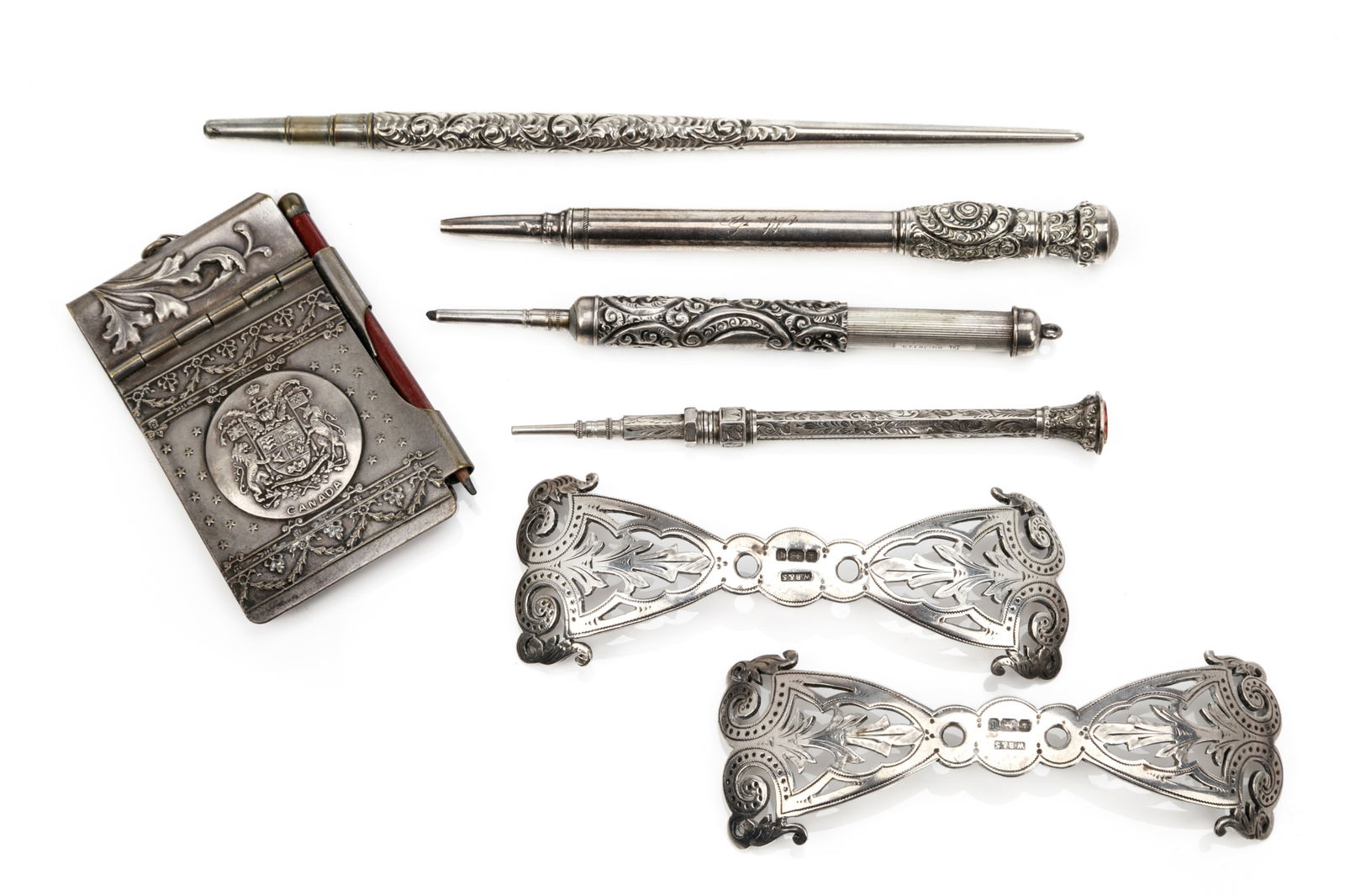 GROUP OF ANTIQUE SILVER PENS (1 of 1)