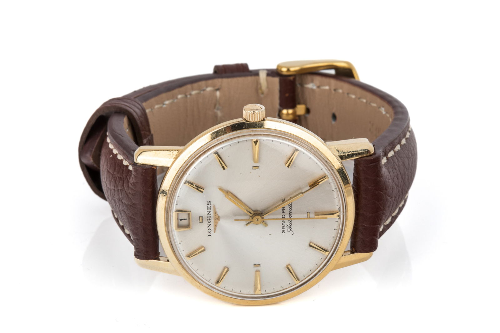 1966 14k Longines Grand Prize Date Automatic Watch Auction