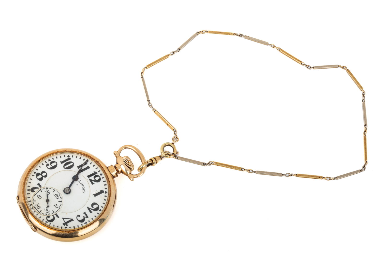 14K GOLD ILLINOIS POCKET WATCH & CHAIN 97.3g (1 of 11)