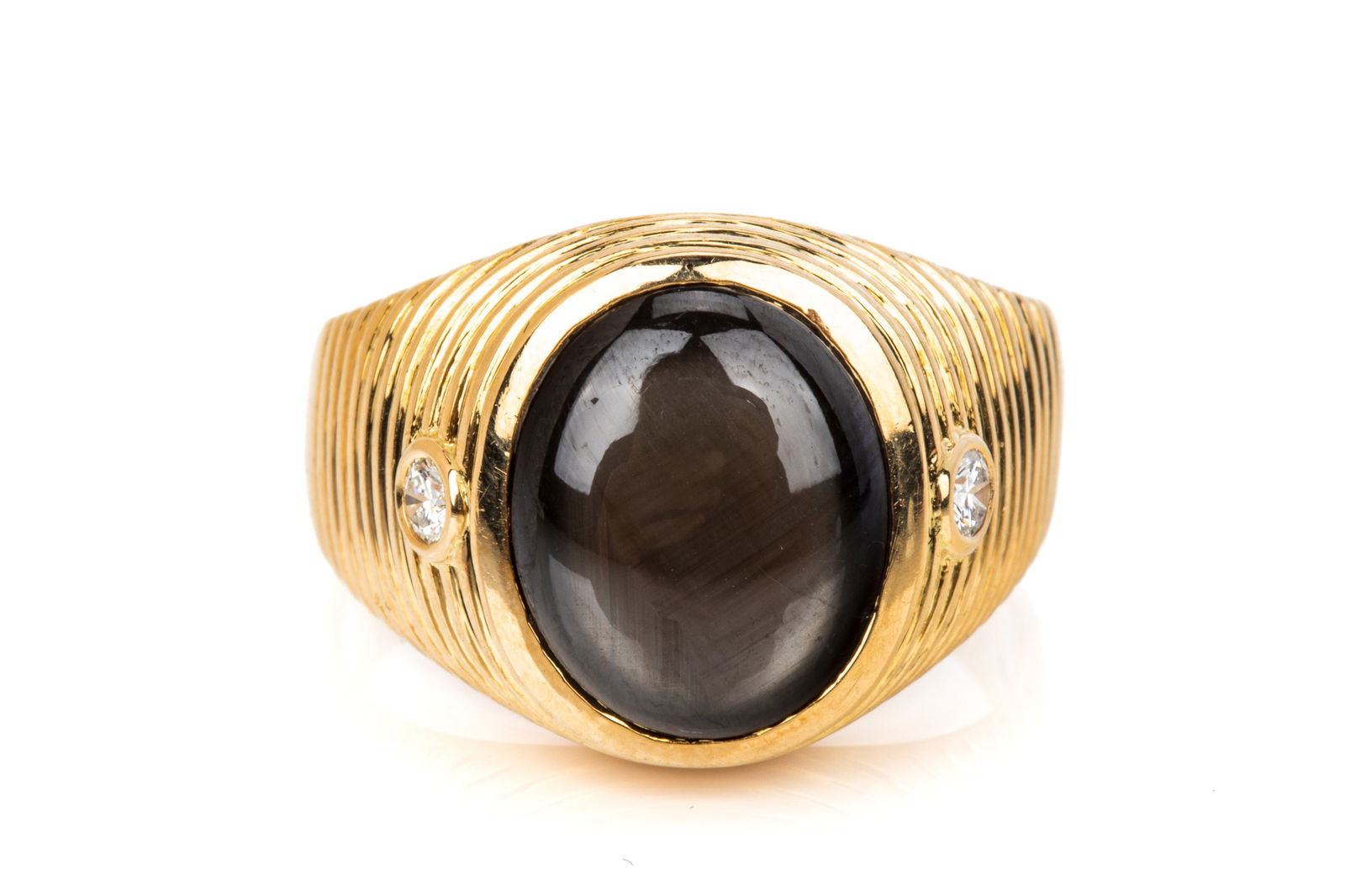 18K NATUAL STAR SAPPHIRE & DIAMOND RING 11.3g (1 of 3)