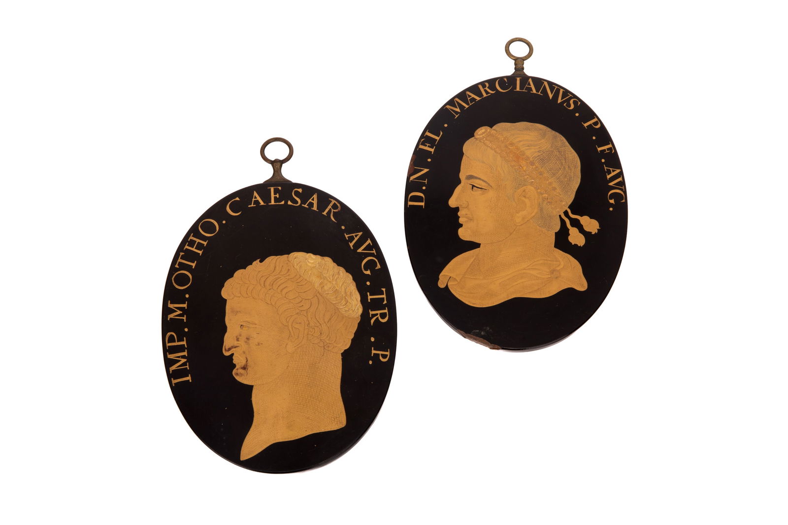 PAIR EXPORT LACQUERED COPPER COMMEMORATIVE PLAQUES (1 of 6)