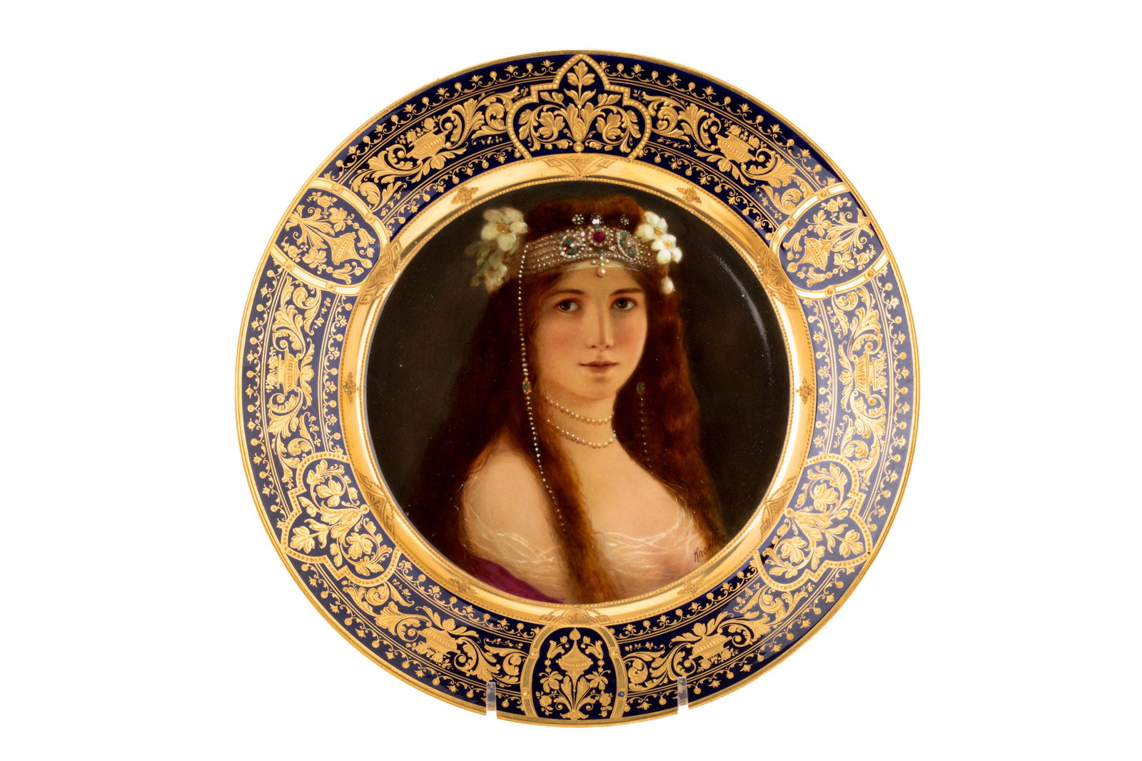 AUSTRIAN HAND PAINTED PORCELAIN PORTRAIT PLATE (1 of 5)
