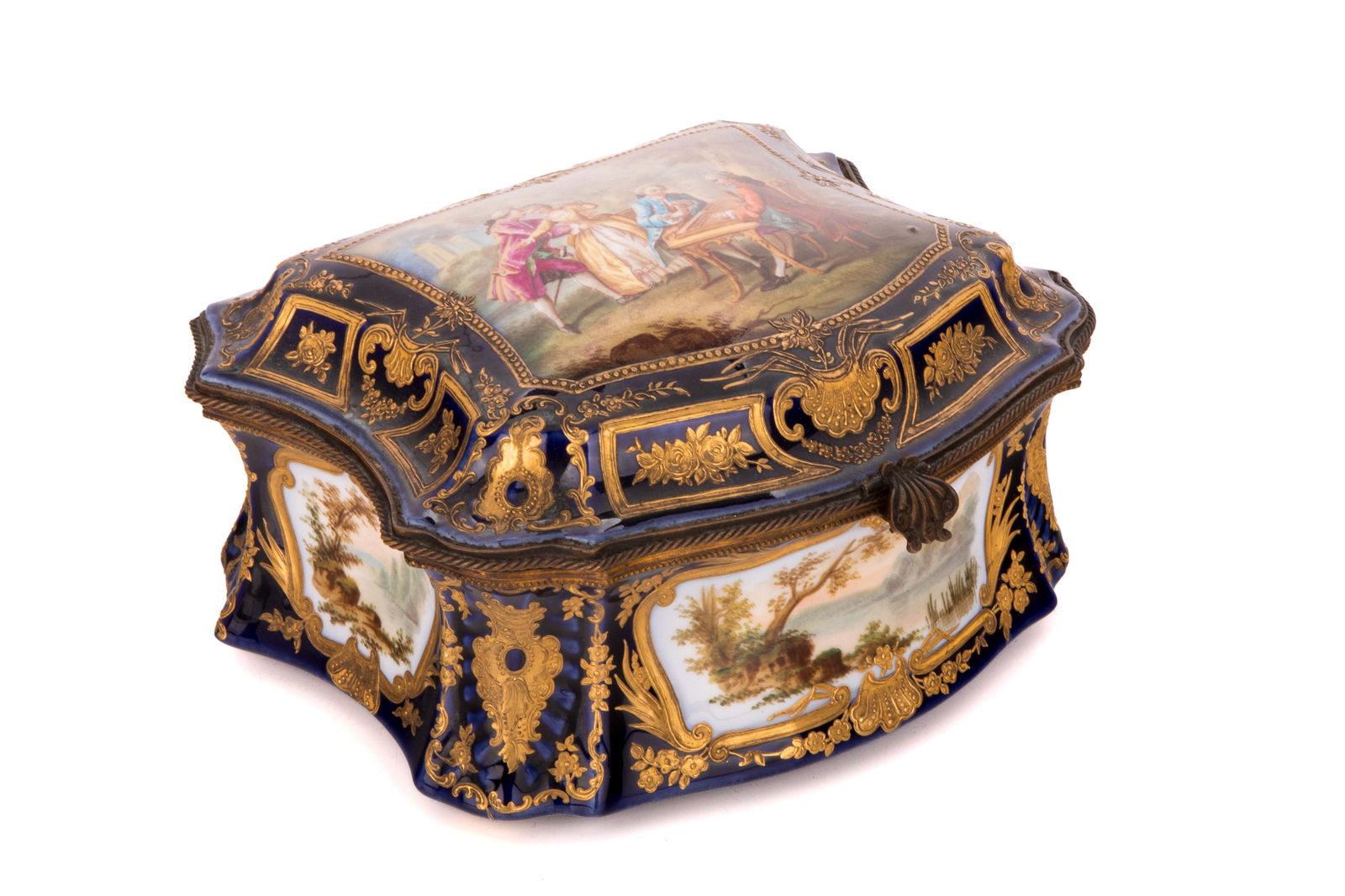 ANTIQUE HAND PAINTED FRENCH PORCELAIN CASKET (1 of 9)