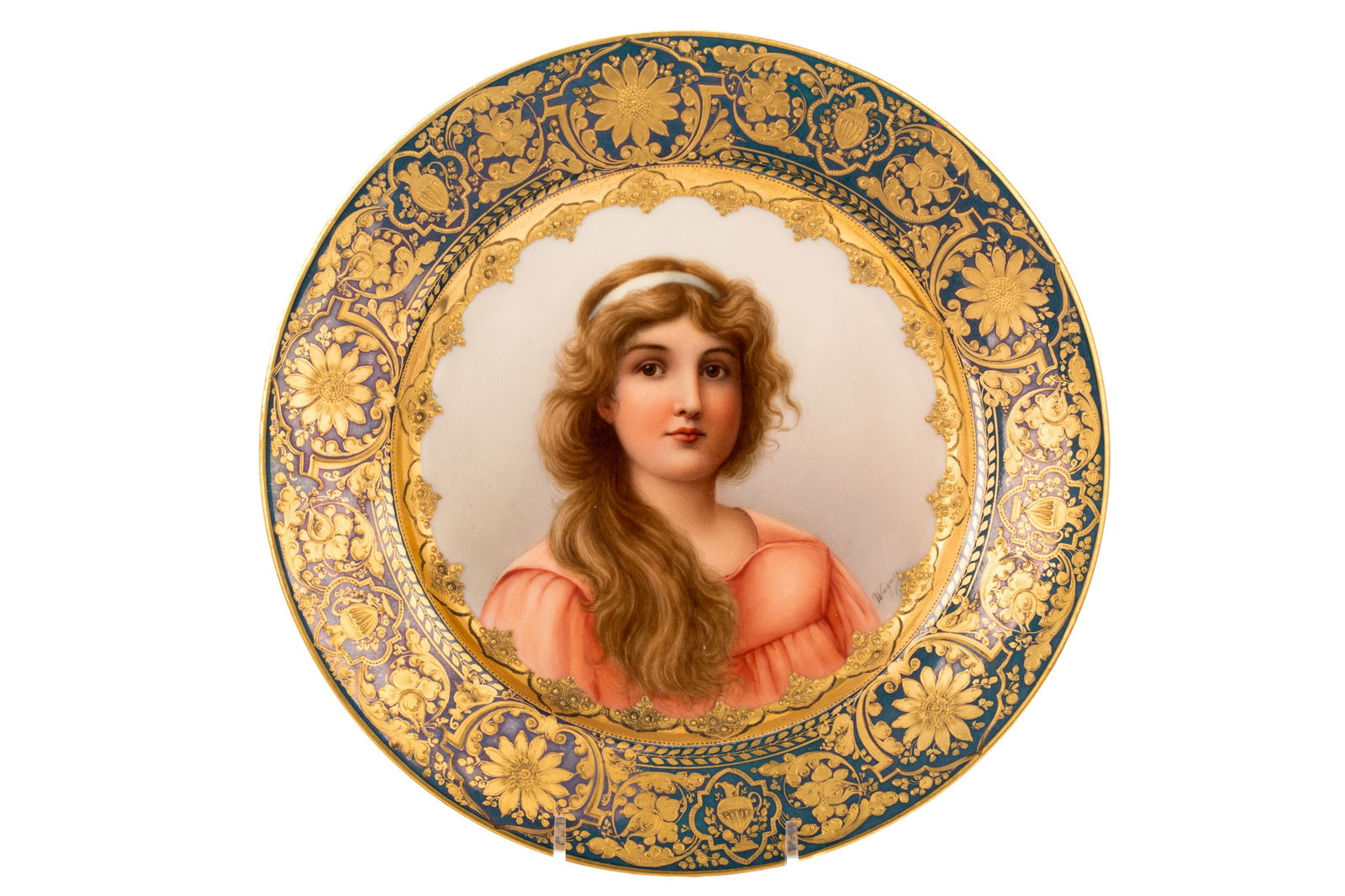 AUSTRIAN HAND PAINTED PORCELAIN PORTRAIT PLATE (1 of 5)