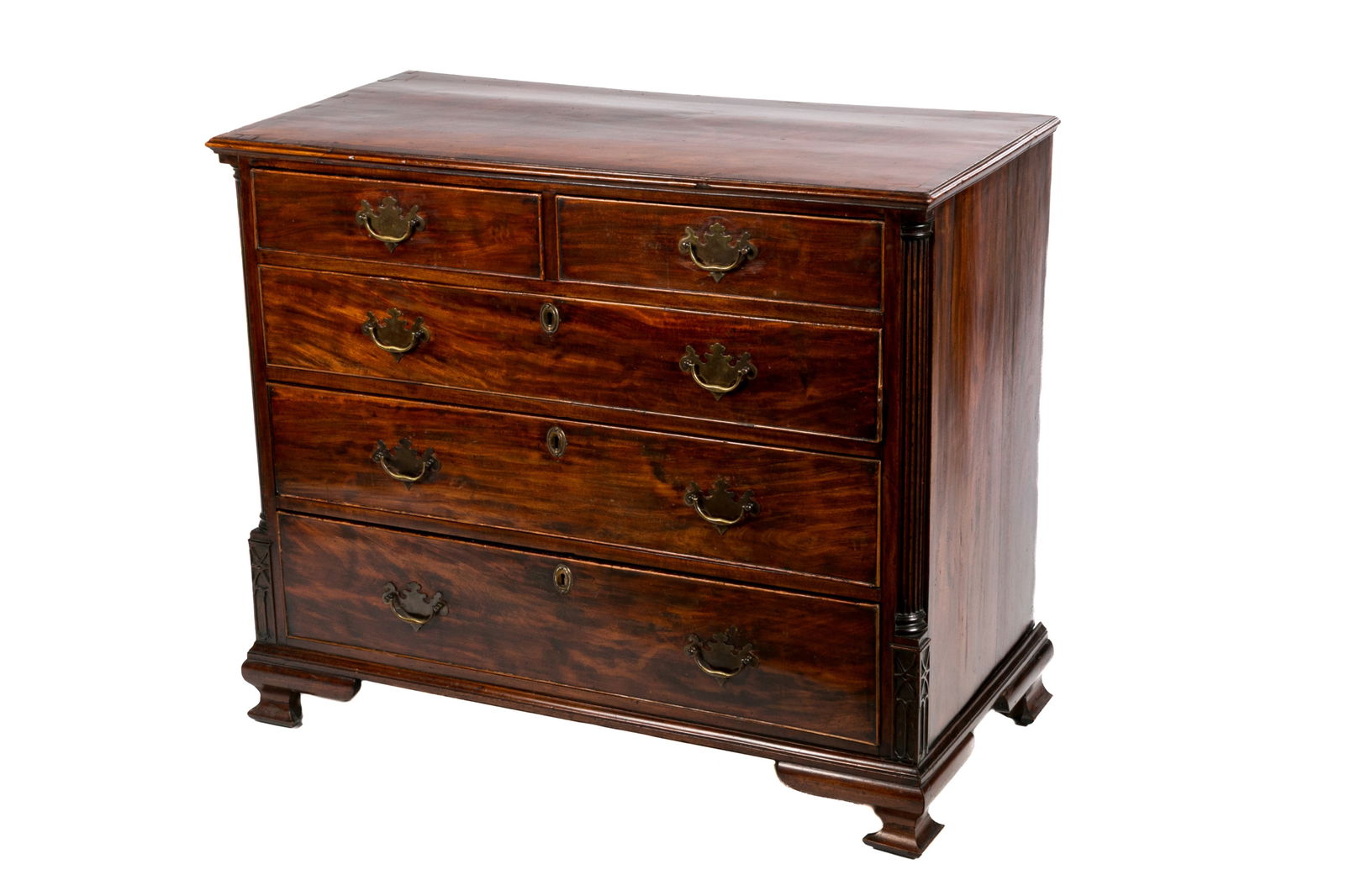 GEORGE III ENGLISH MAHOGANY FIVE DRAWER CHEST (1 of 1)