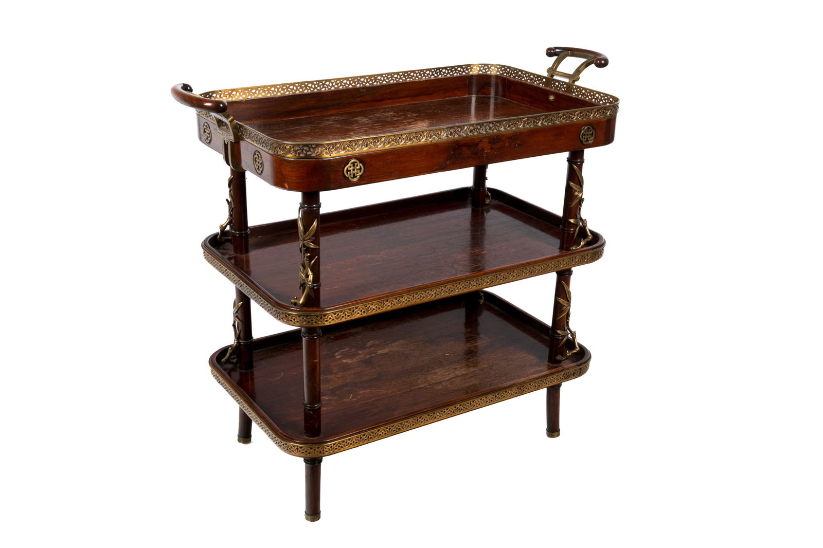 JAPANEQUE FRENCH MAHOGANY THREE TIER BAR CART (1 of 4)