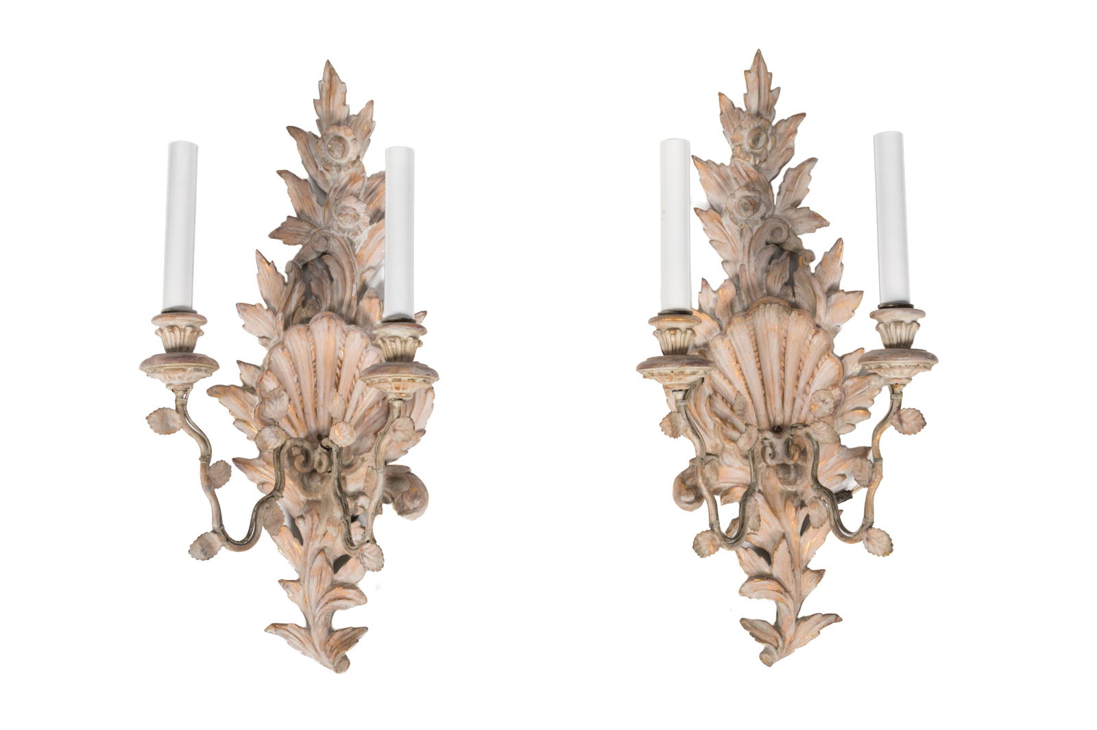 PAIR OF VINTAGE ITALIAN PAINTED SHELL SCONCES (1 of 2)