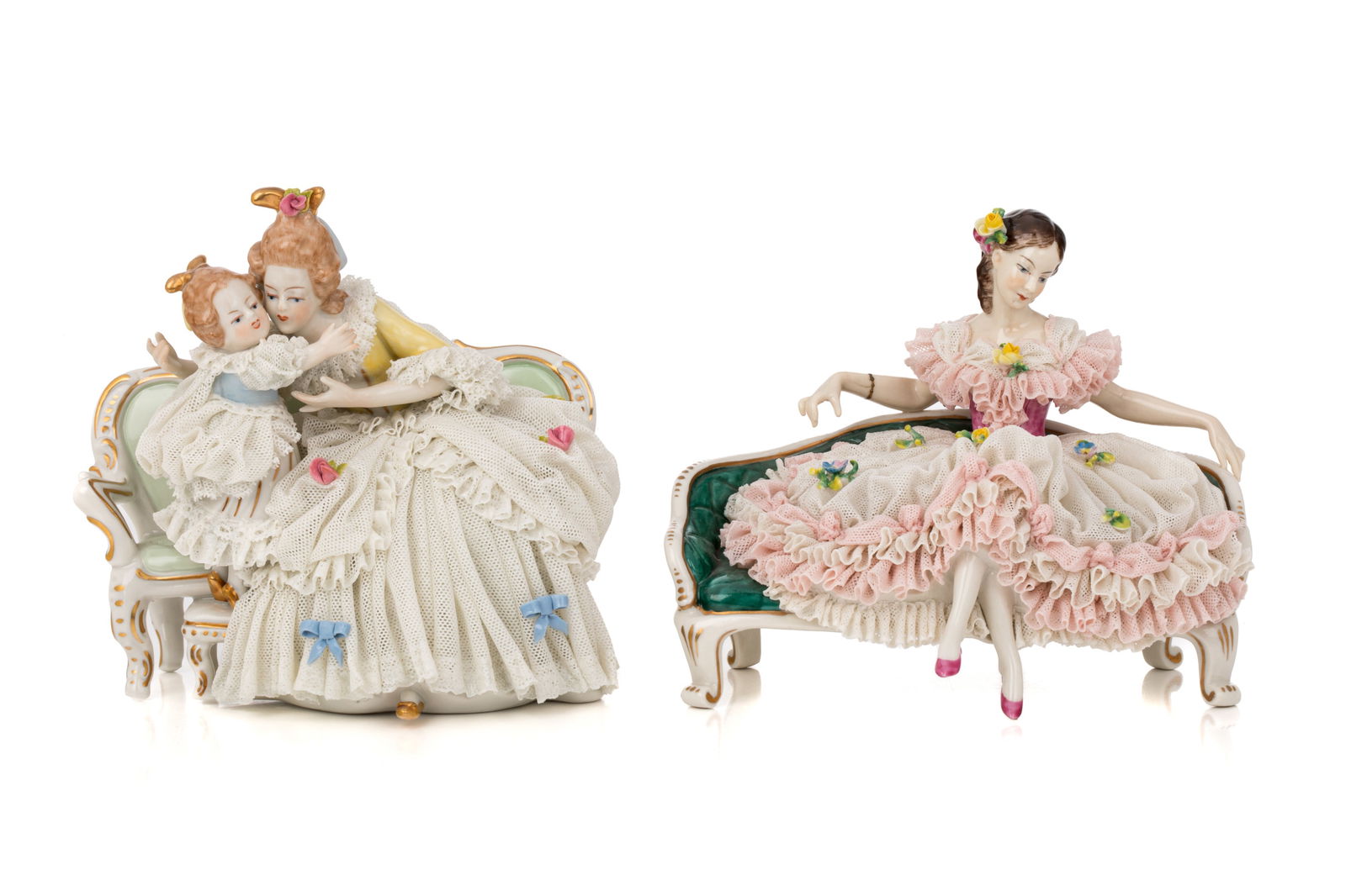 TWO DRESDEN PORCELAIN FIGURAL GROUPS (1 of 8)
