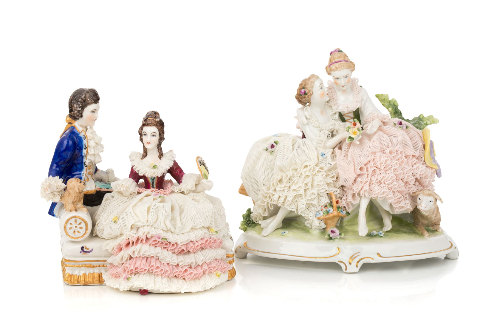TWO DRESDEN PORCELAIN FIGURAL GROUPS (1 of 6)