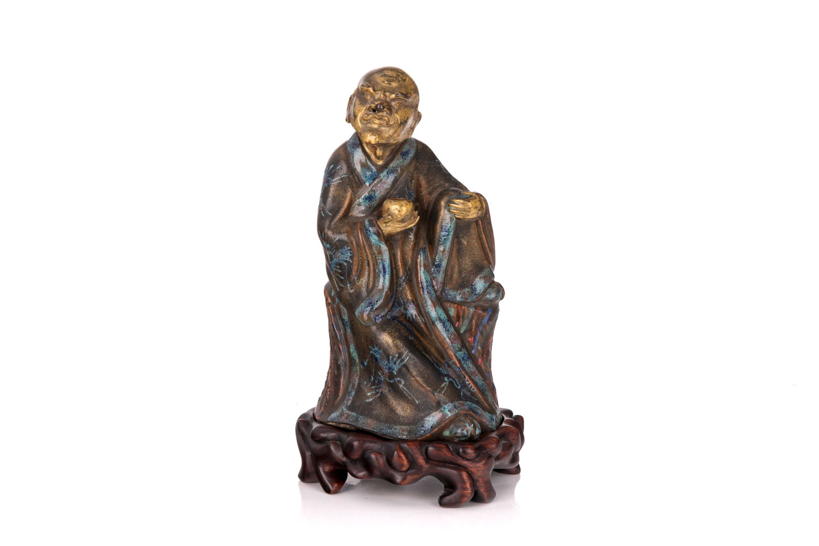 PARCEL-GILT SHIWAN POTTERY FIGURE OF A LUOHAN (1 of 5)