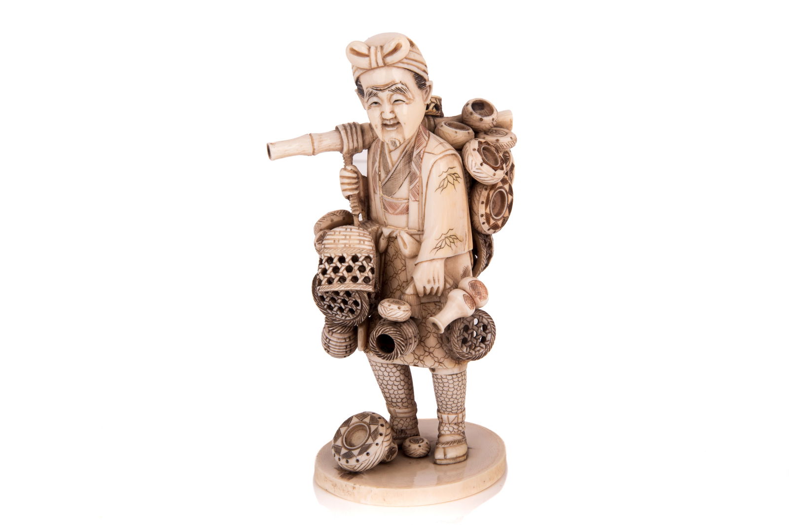 OKIMONO OF A BASKET SELLER (1 of 3)