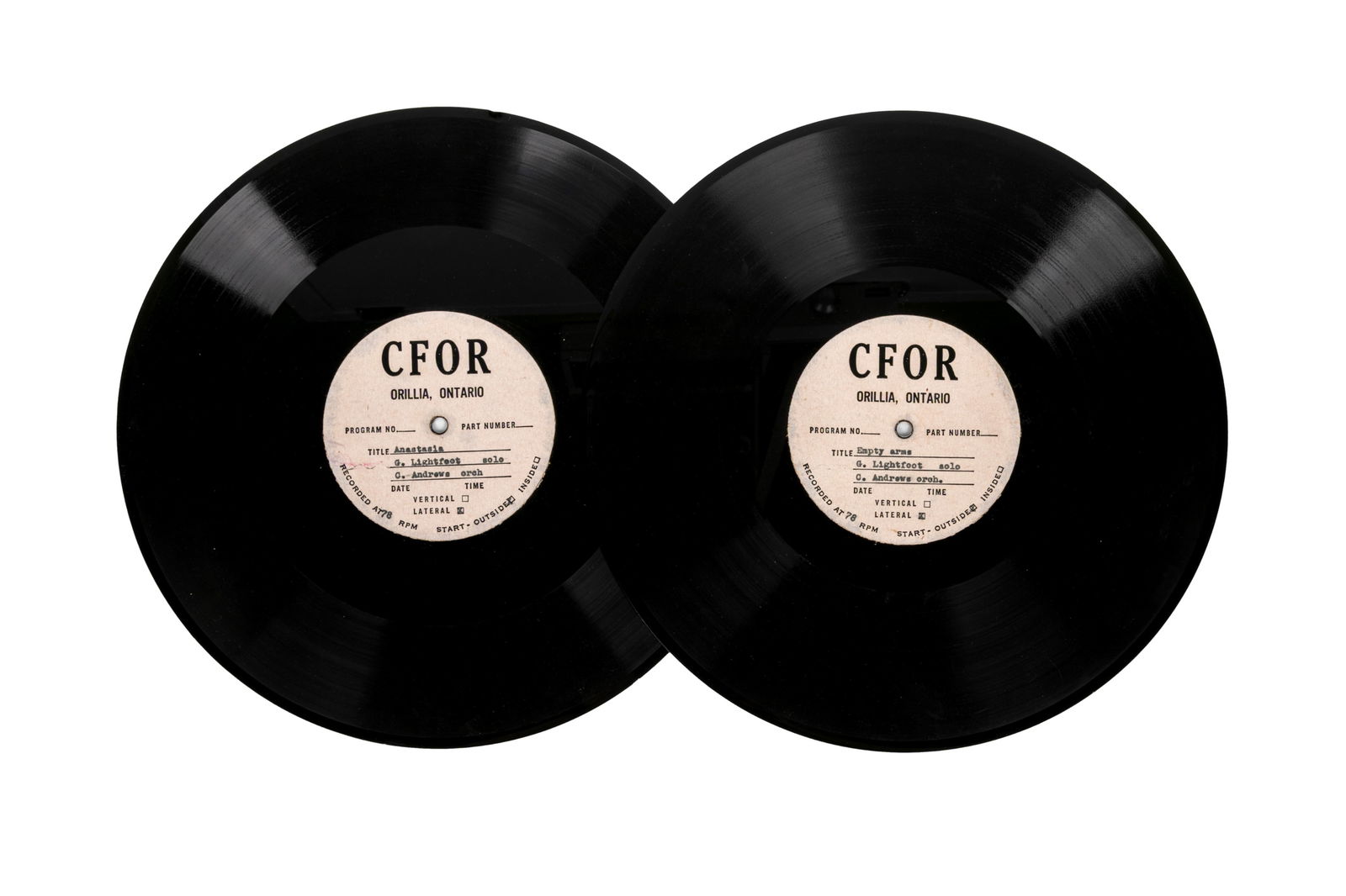 TWO ORILLIA, CFOR LIGHTFOOT RECORD PRESSINGS (1 of 3)
