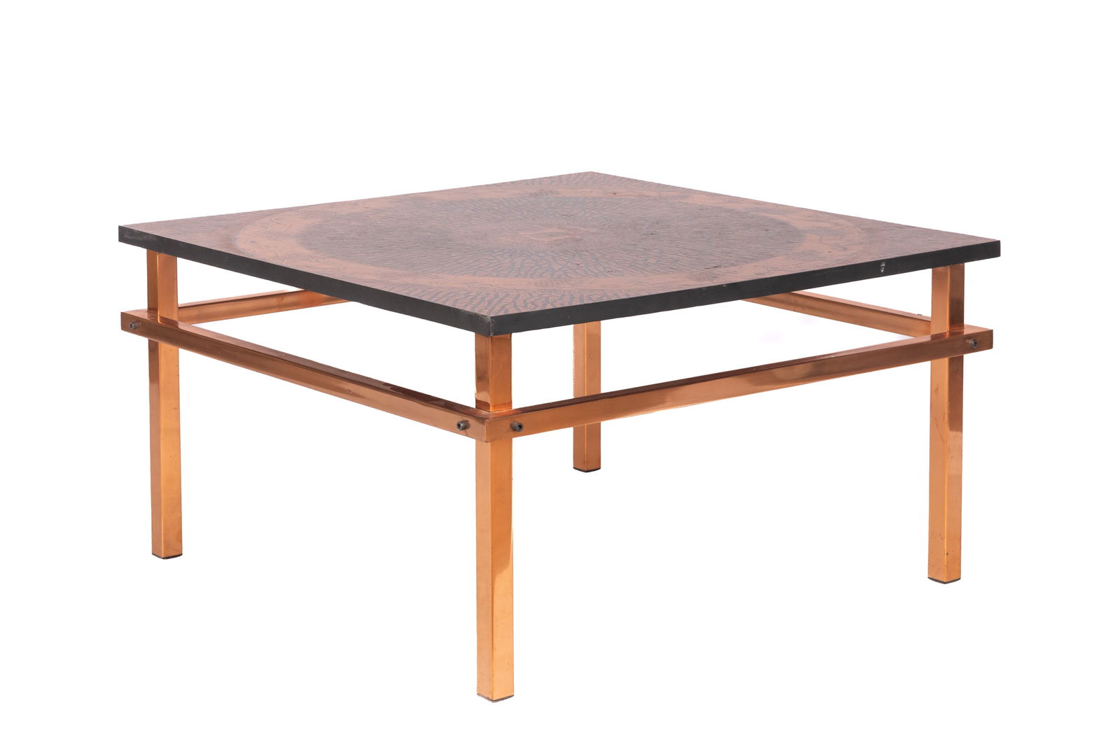 VINTAGE SQUARE COPPER SIDE TABLE (1 of 5)