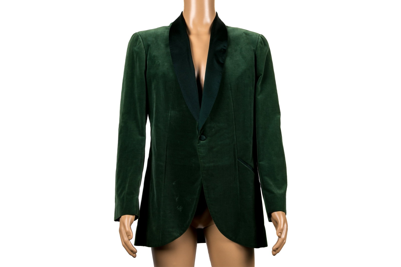 LIGHTFOOT GREEN VELVET TUXEDO BLAZER: With satin collar and button front, worn by Lightfoot. Custom made by Beth Gordon. Size medium.