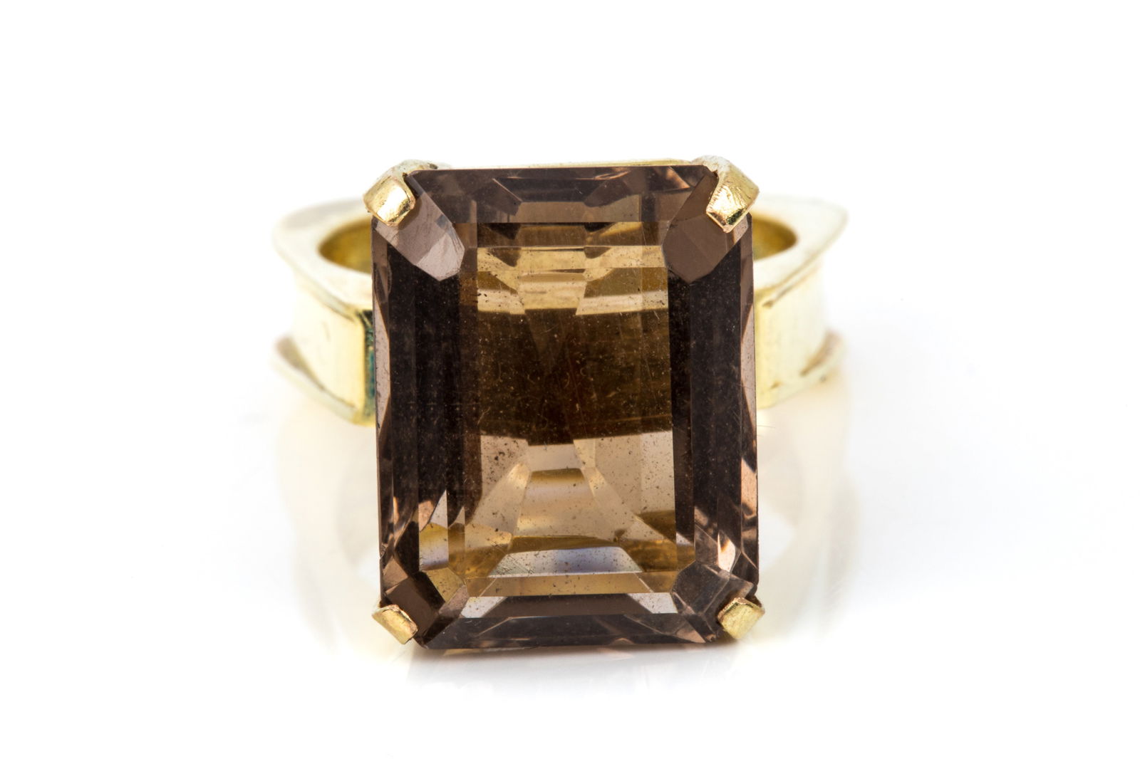 14K YELLOW GOLD SMOKY QUARTZ RING 9.2g (1 of 3)