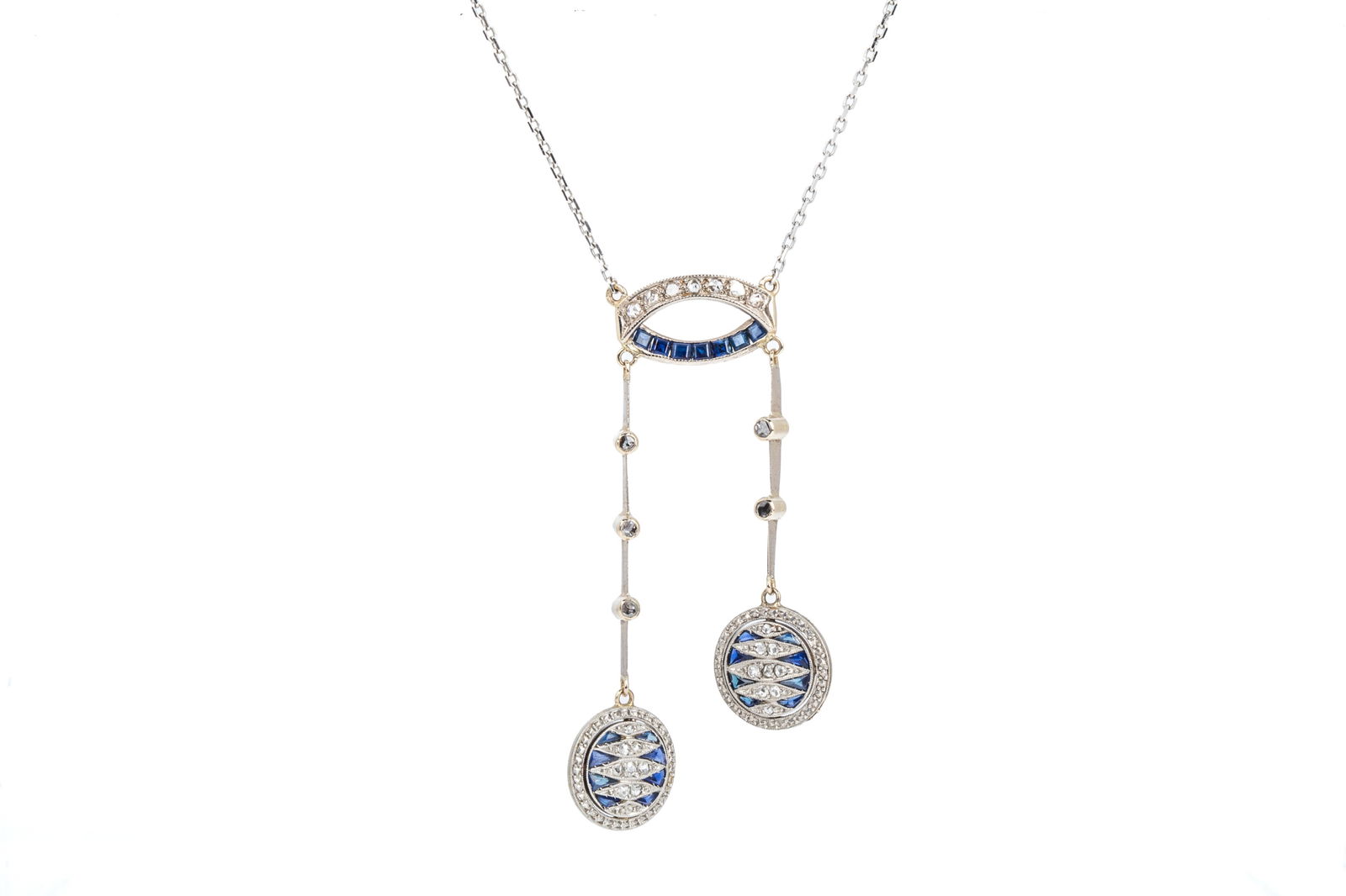 ART DECO PLATINUM/10K DIAMOND NECKLACE 8.5g (1 of 5)