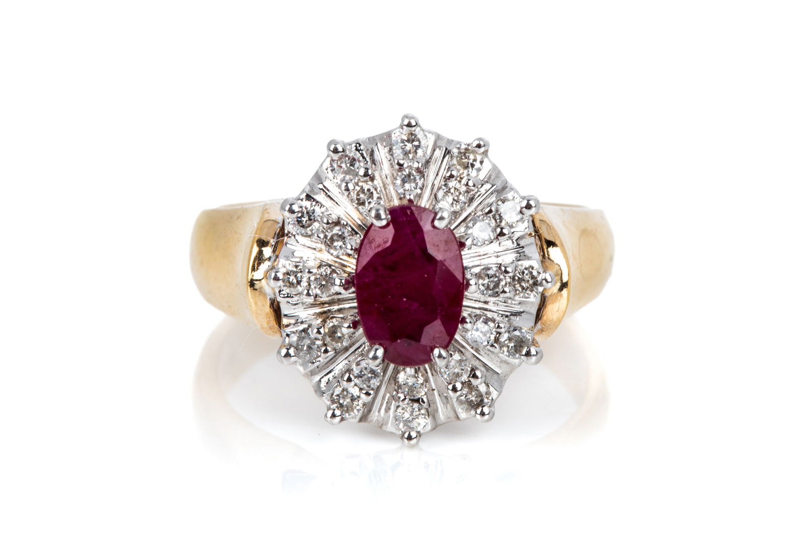 14K RUBY & DIAMOND HALO RING 6.2g (1 of 3)