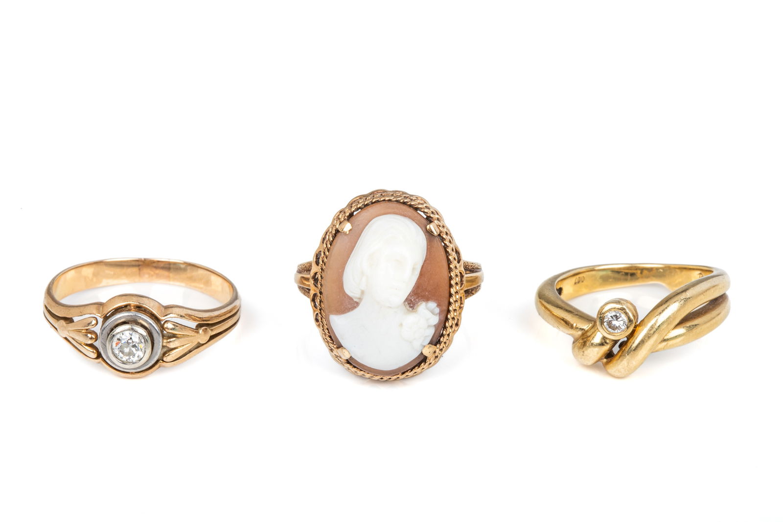 TRIO OF GOLD RINGS (10K, 14K, 18K) 15g (1 of 4)