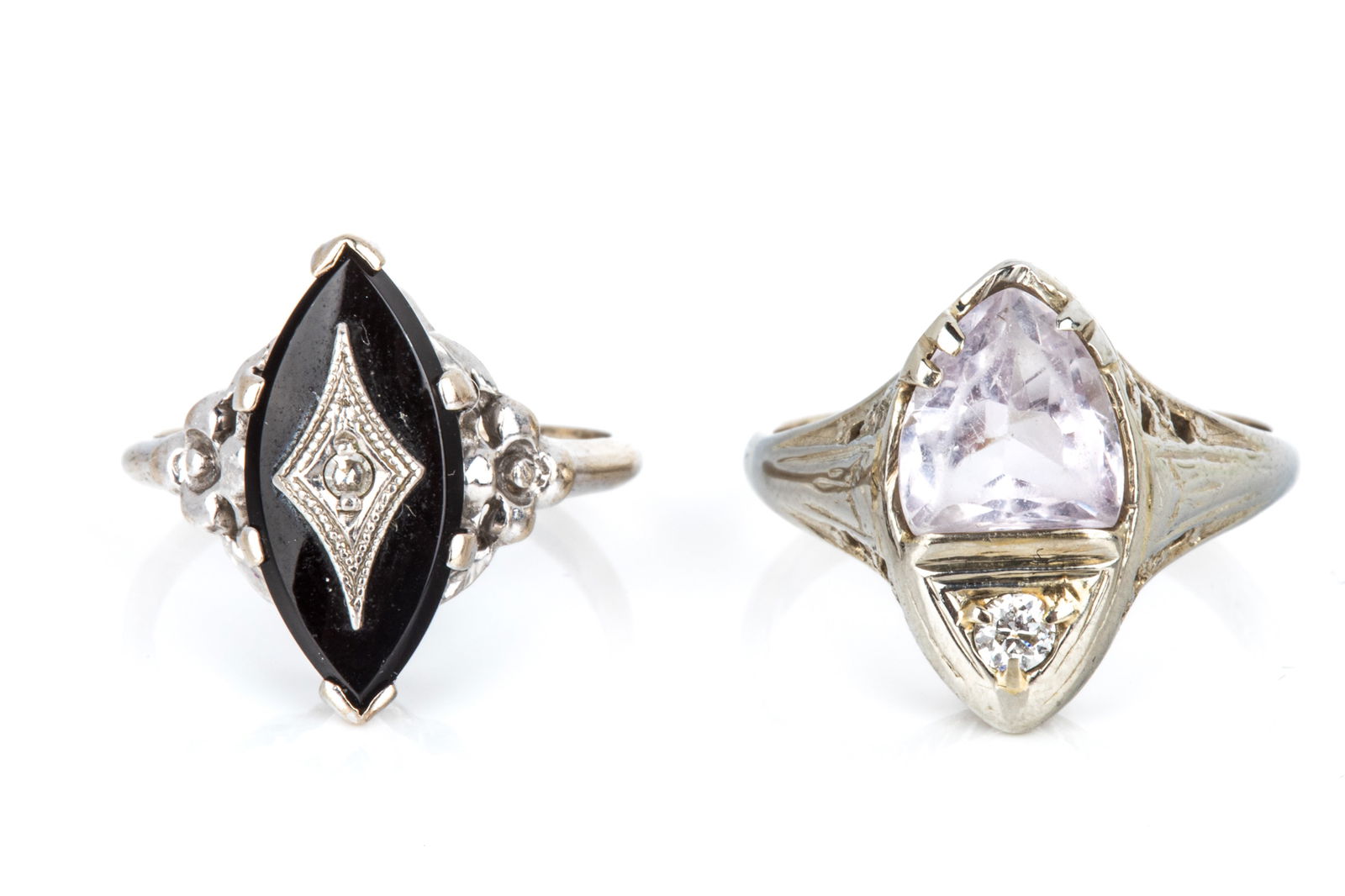 PAIR OF 10K GEMSTONE & DIAMOND RINGS 5.2g (1 of 4)