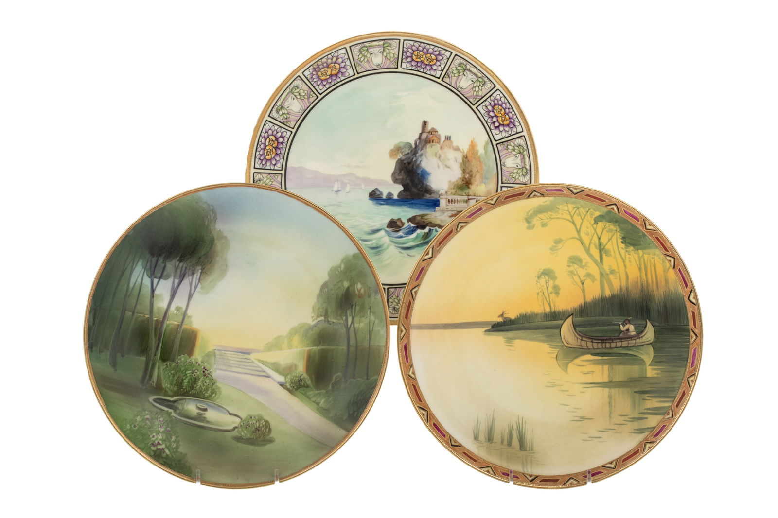 THREE NIPPON PORCELAIN LANDSCAPE PLATES (1 of 3)