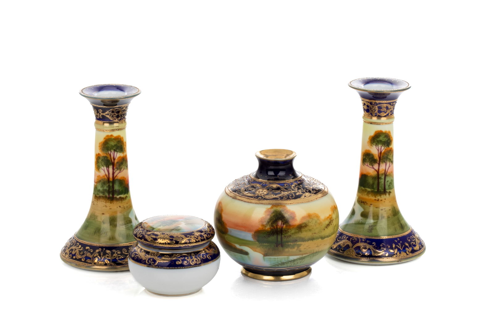 FOUR PIECES OF LANDSCAPE PAINTED NIPPON PORCELAIN (1 of 4)