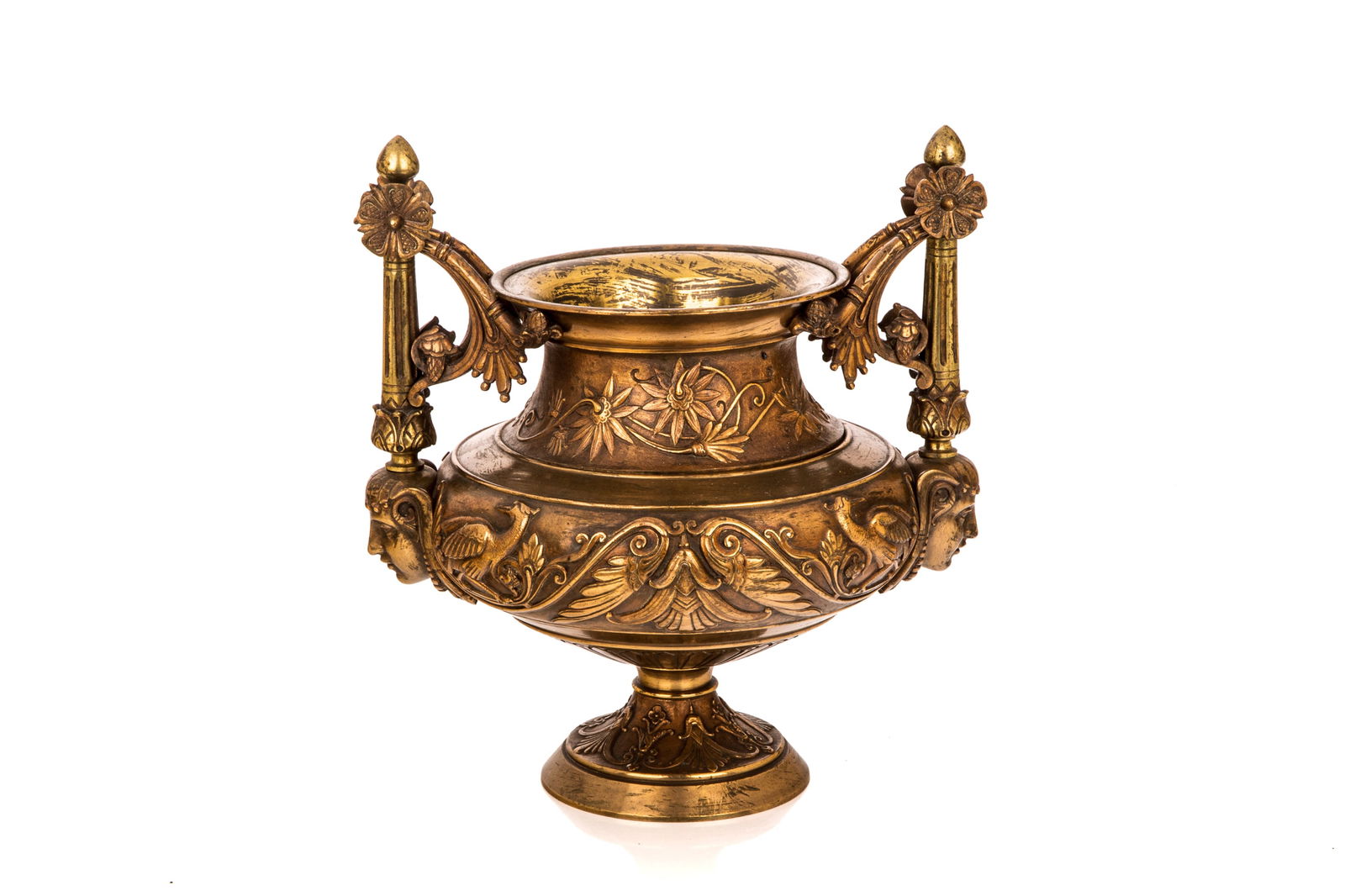 19th C FRENCH BRONZE URN: Aethetic movement design.