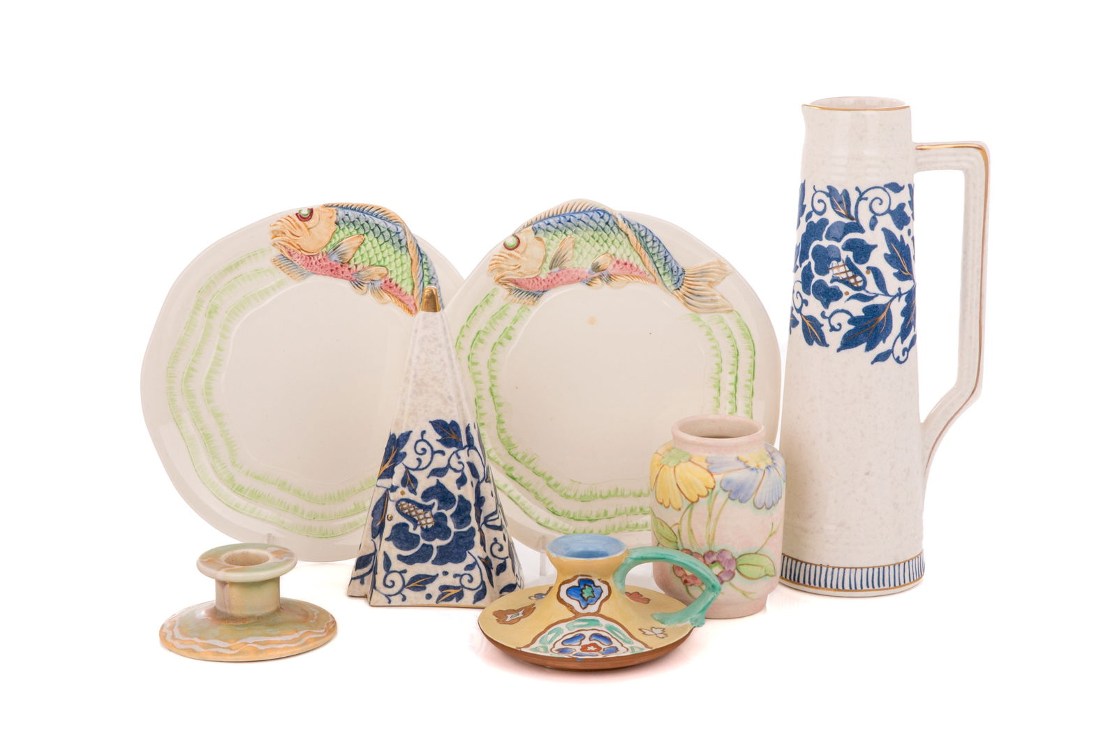 ASSORTED ART DECO ENGLISH POTTERY: Including Charlotte Rhead Burlsley Ware, Clarice Cliff, Shelley