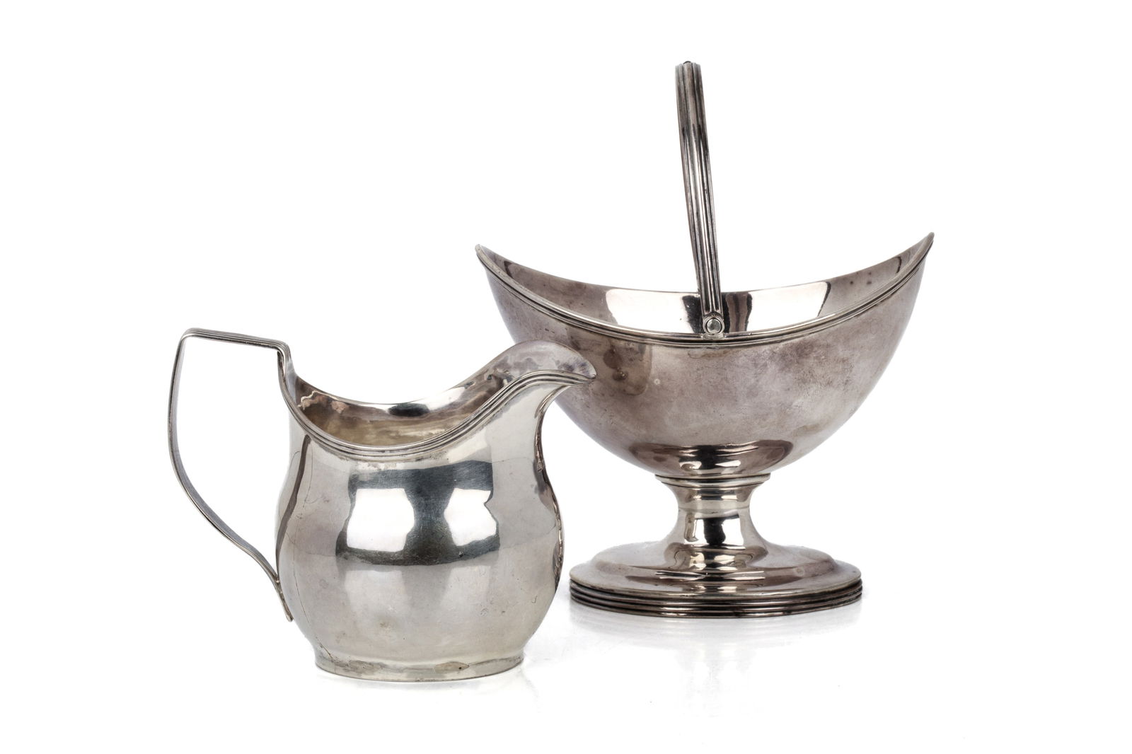 GEORGIAN ENGLISH SILVER SUGAR BASKET & CREAM JUG (1 of 4)