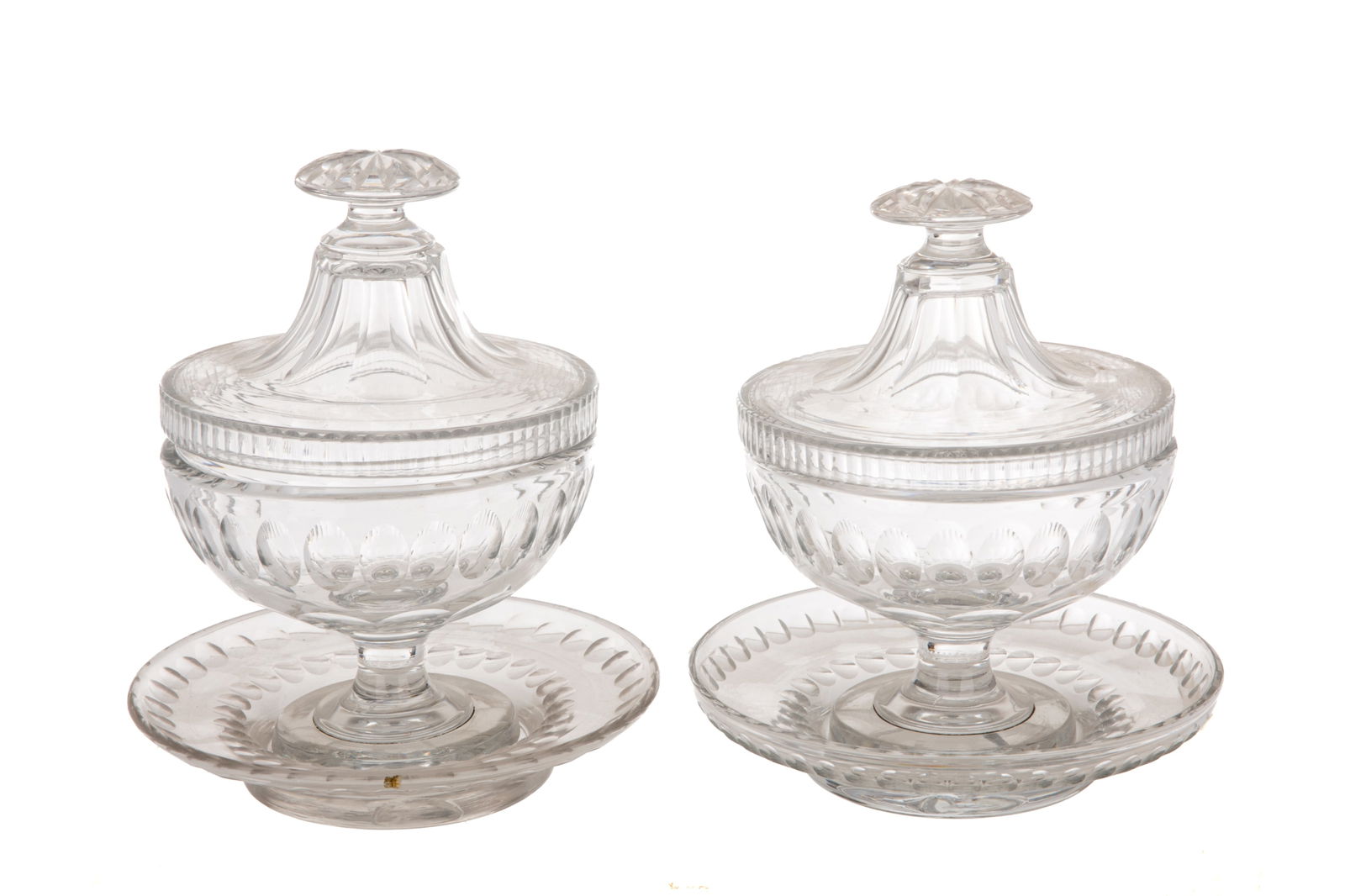 PAIR OF GEORGIAN CUT GLASS SWEET MEAT DISHES (1 of 1)