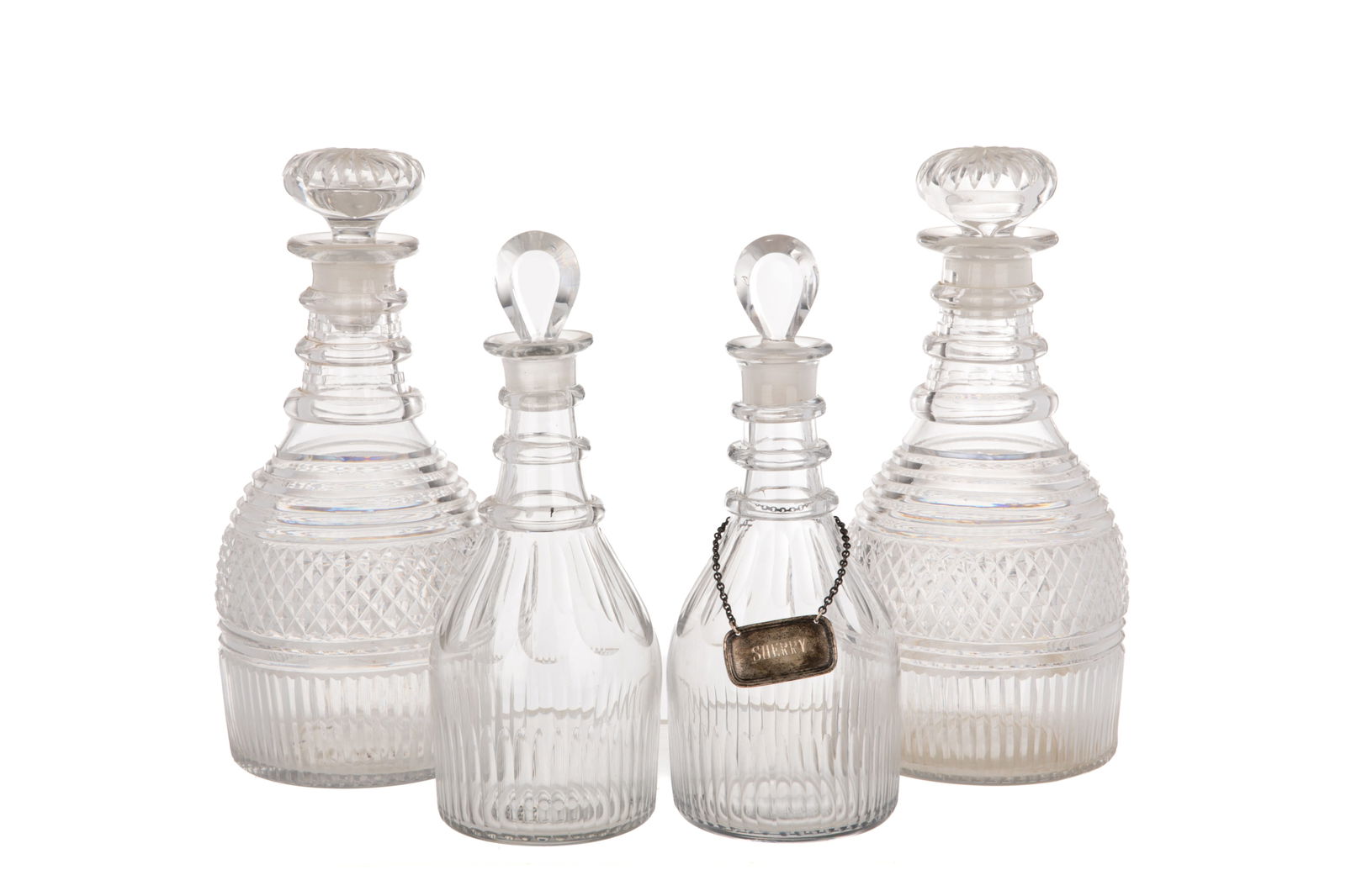 TWO PAIRS OF GEORGIAN CUT GLASS DECANTERS (1 of 1)