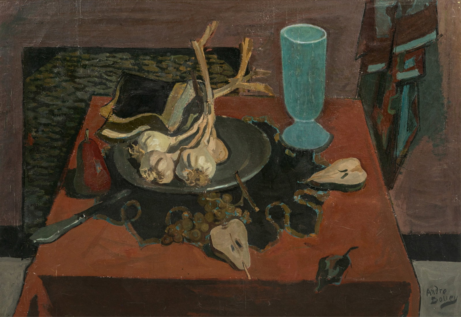 PIERRE ANDRE BOUEY (French, 1898-1976): Still life Oil on canvas Signed lower right H. 25 1/2" x W. 36"