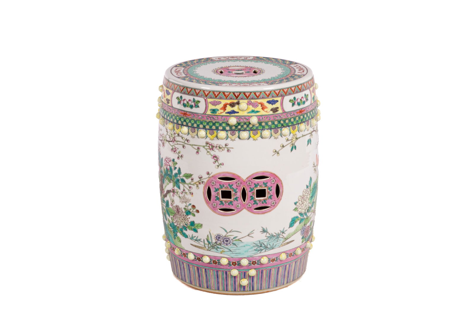 CHINESE FAMILLE ROSE PORCELAIN DRUM STOOL (1 of 4)