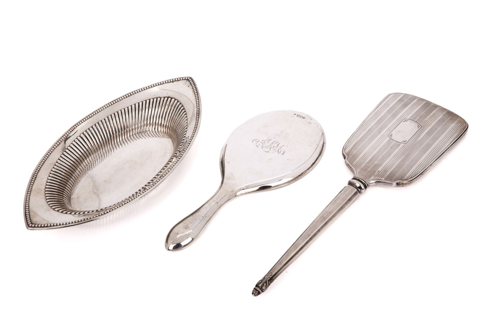 TWO STERLING MIRRORS WITH .800 OVAL TRAY (1 of 5)