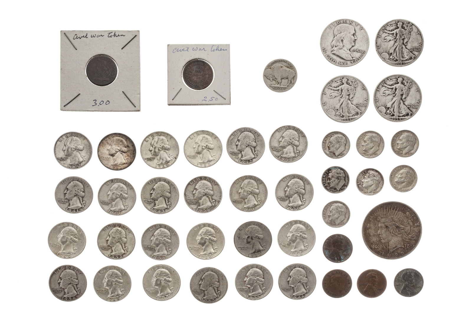 ASSORTED AMERICAN SILVER COINS, 247g (1 of 5)