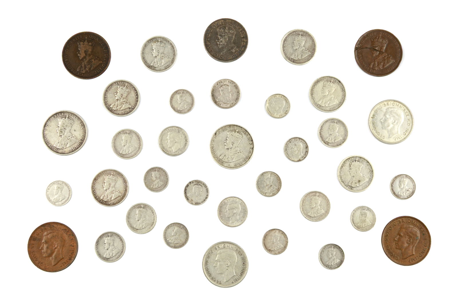 EARLY AUSTRALIAN SILVER & COPPER COINS (1 of 2)