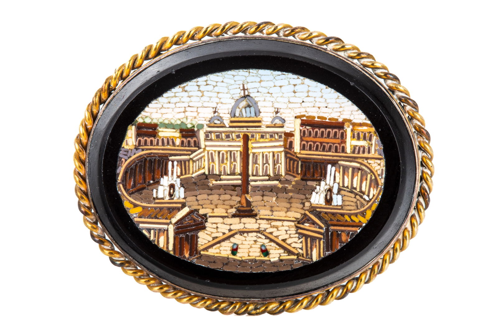 ANTIQUE GRAND TOUR MICRO-MOSAIC BROOCH 10K 14.9g (1 of 3)