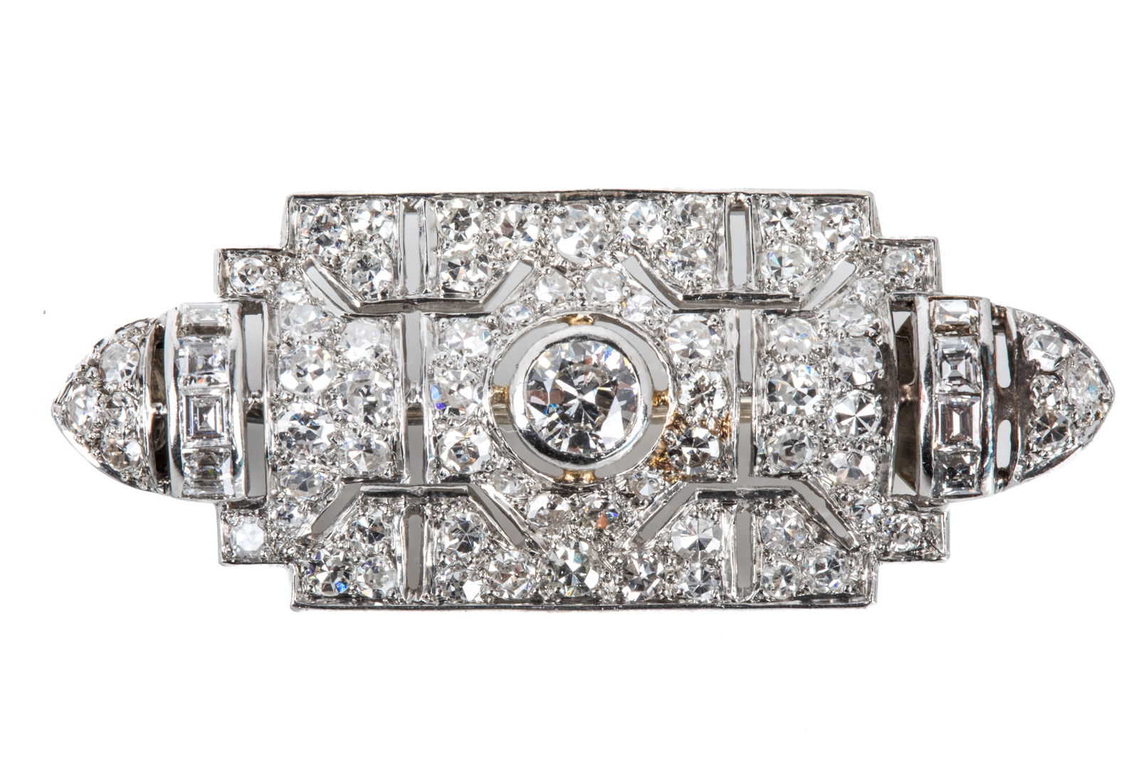 ART DECO PLATINUM DIAMOND BROOCH 7g (1 of 3)