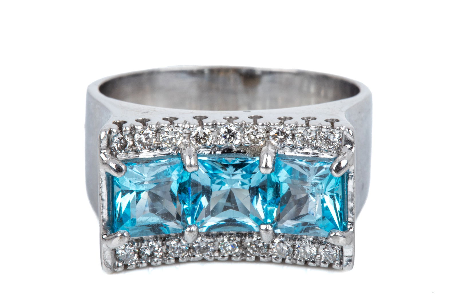 14K WHITE GOLD DIAMOND & TOPAZ RING 10g (1 of 3)