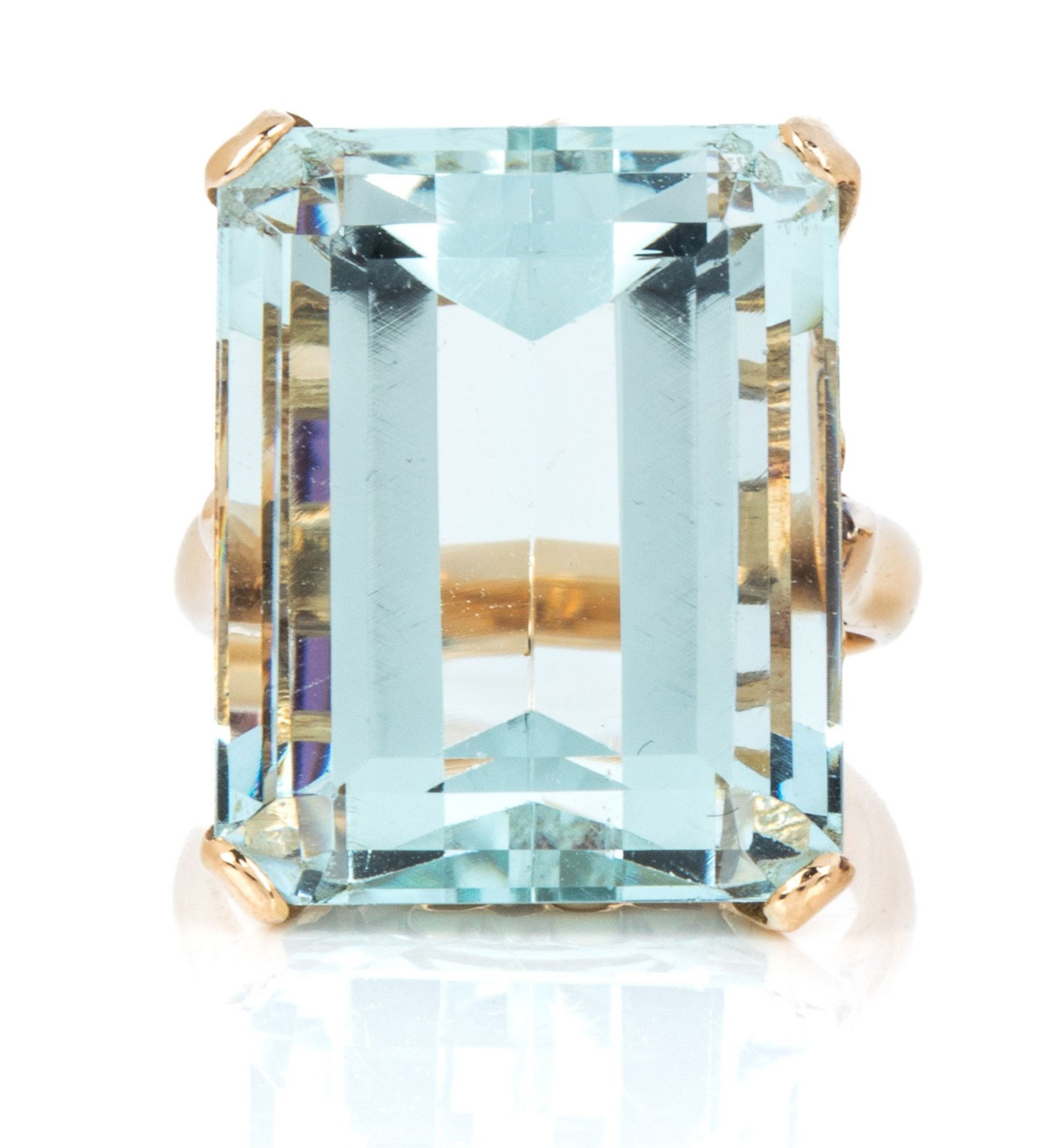 18K YELLOW GOLD 20.75CT AQUAMARINE RING 10g (1 of 3)