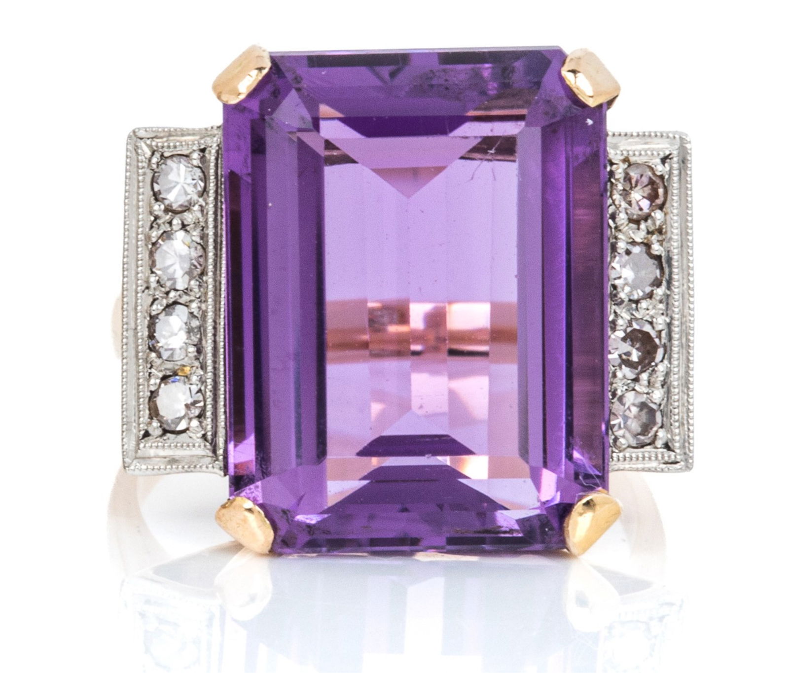 14K AMETHYST & DIAMOND RING 7.9g (1 of 3)