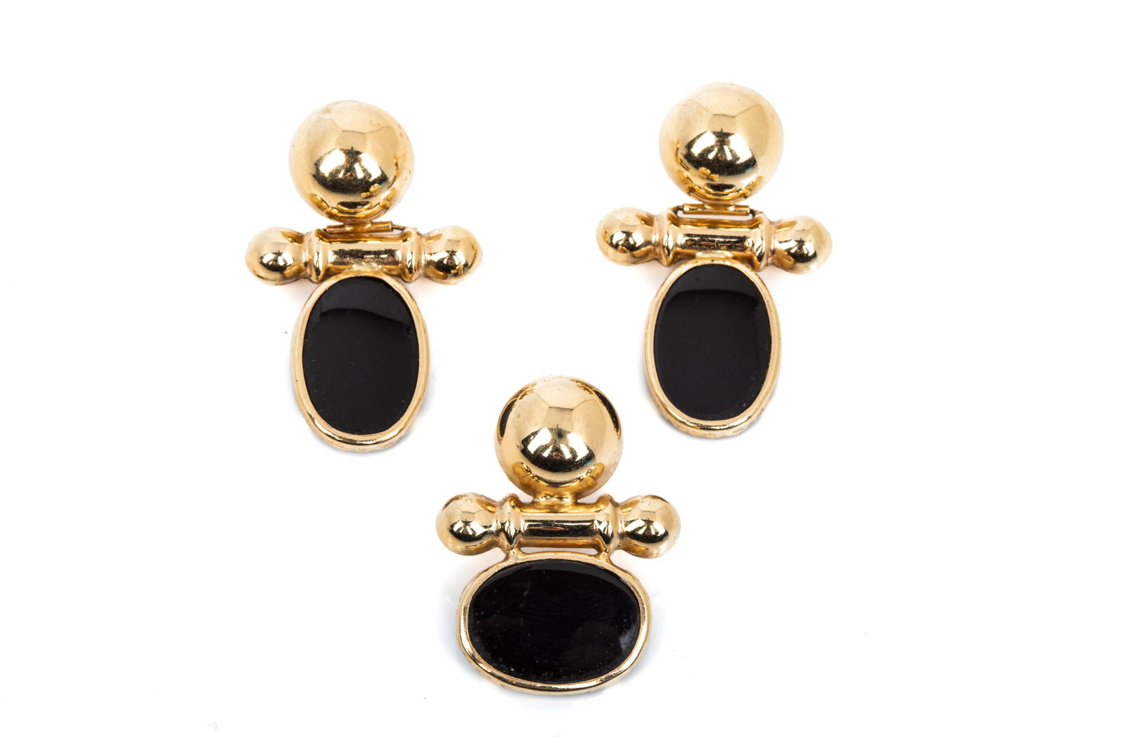 14K BLACK ONYX PENDANT/EARRING SET 9.9g (1 of 3)