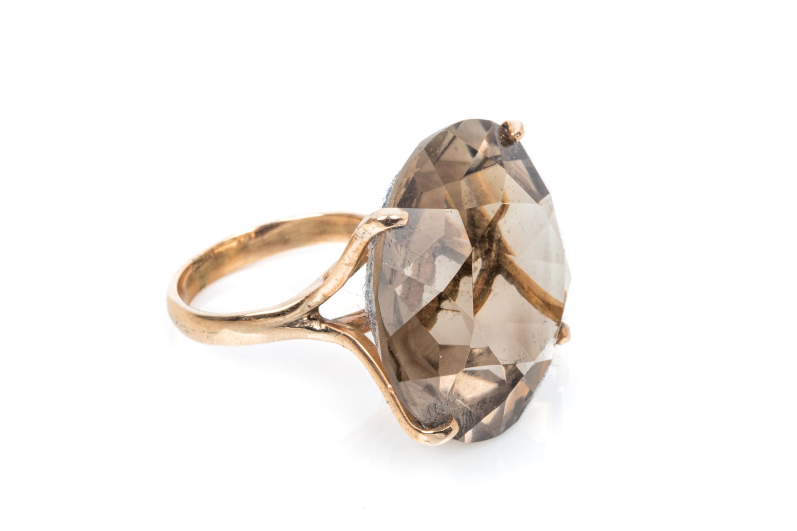 14K HANDMADE SMOKY QUARTZ RING 12.4g (1 of 3)