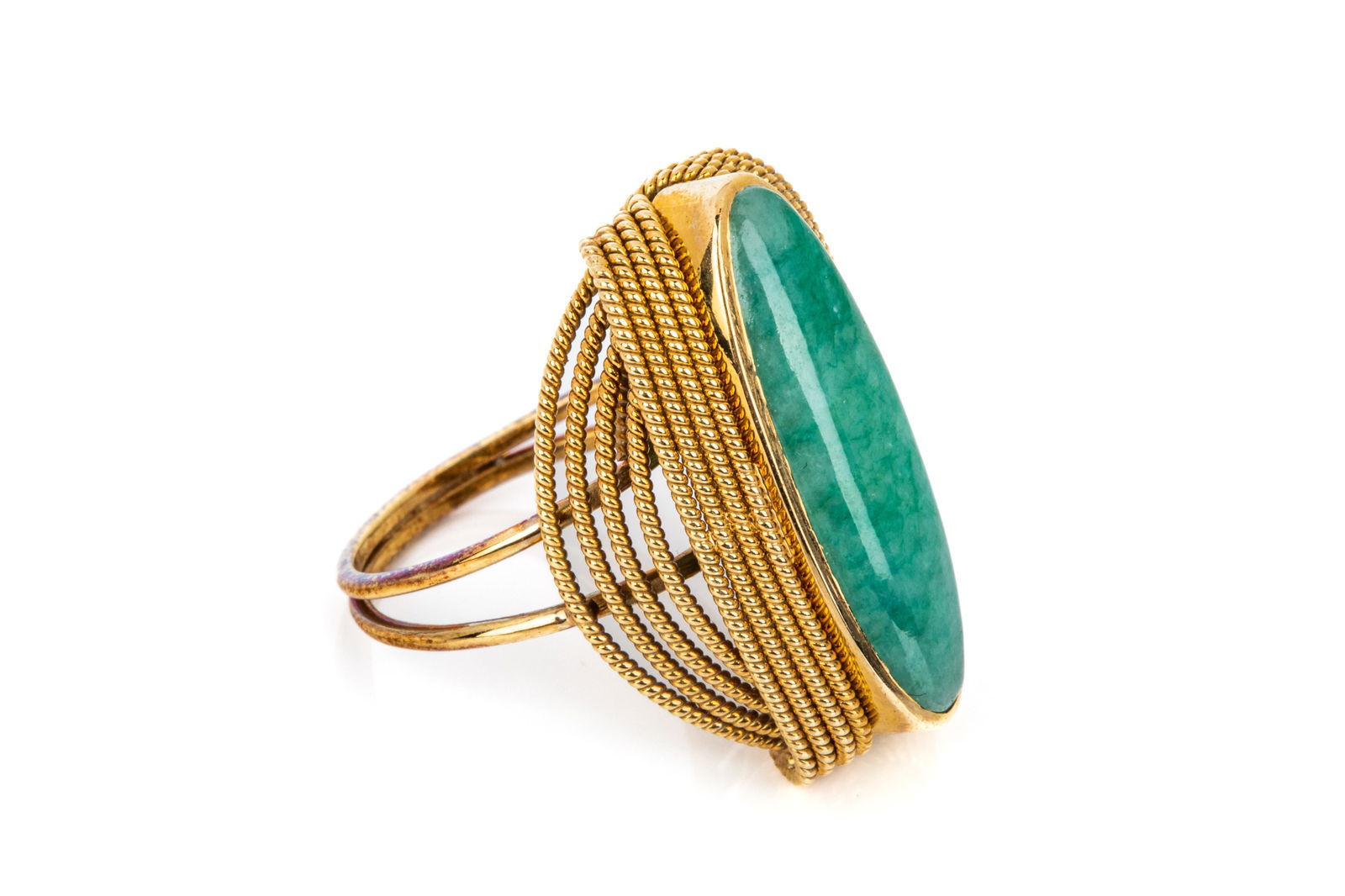 18K YELLOW GOLD JADEITE RING 10.6g (1 of 3)