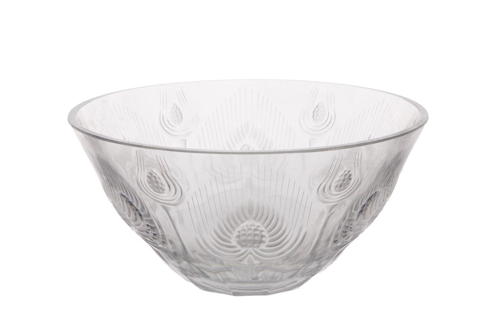 LALIQUE FRANCE BALMORAL THISTLE GLASS BOWL: Dia 24cm (9 1/2in)
