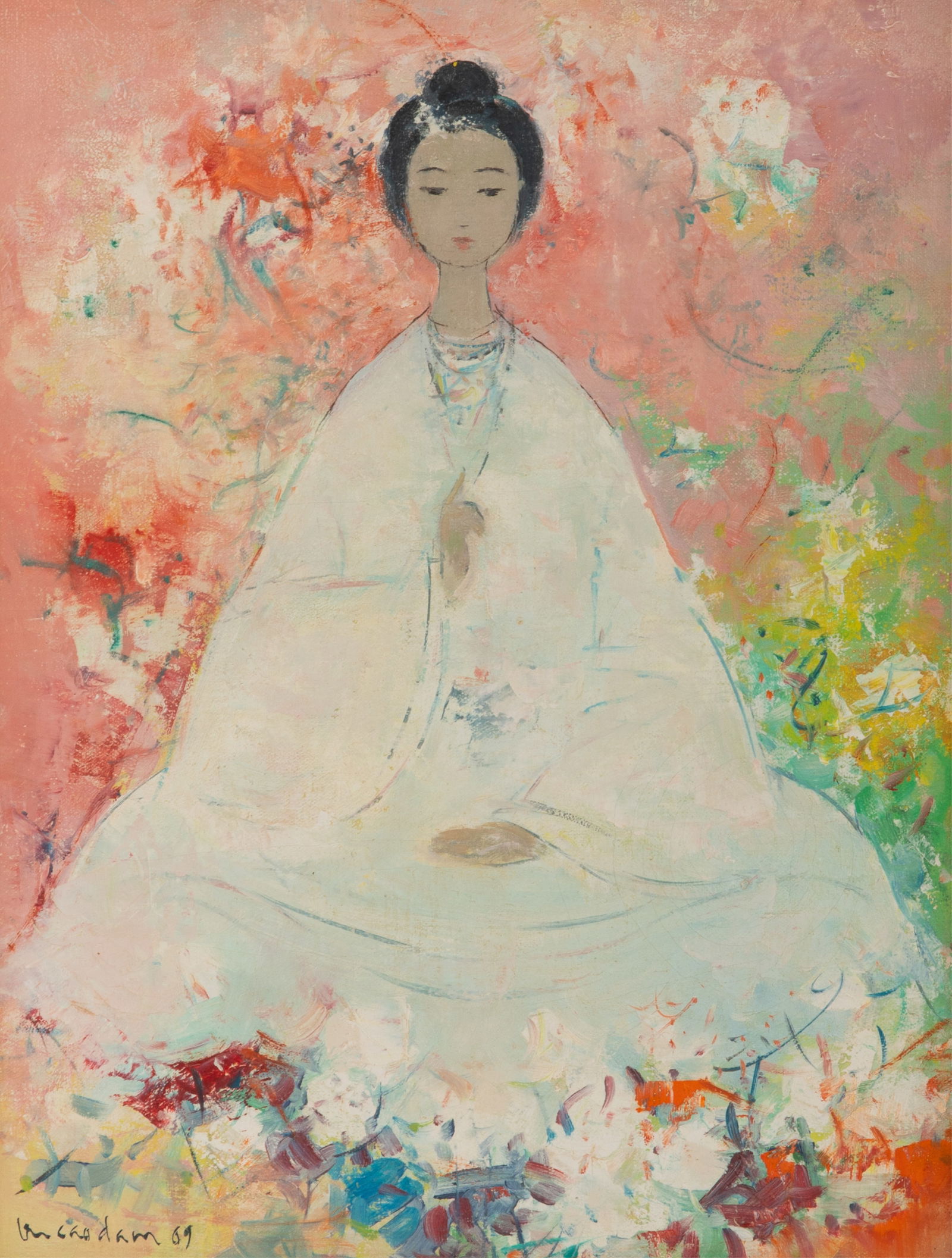 VU CAO DAM (French/Vietnamese 1908-2000): Divinite (1969) Oil on canvas Signed and dated 'vu cao dam 69' (lower left); Findlay Galleries label affixed and '31083 5F' numbered on the cardboard backing; 'PB 19310-5F-vu cao dam' numbered on