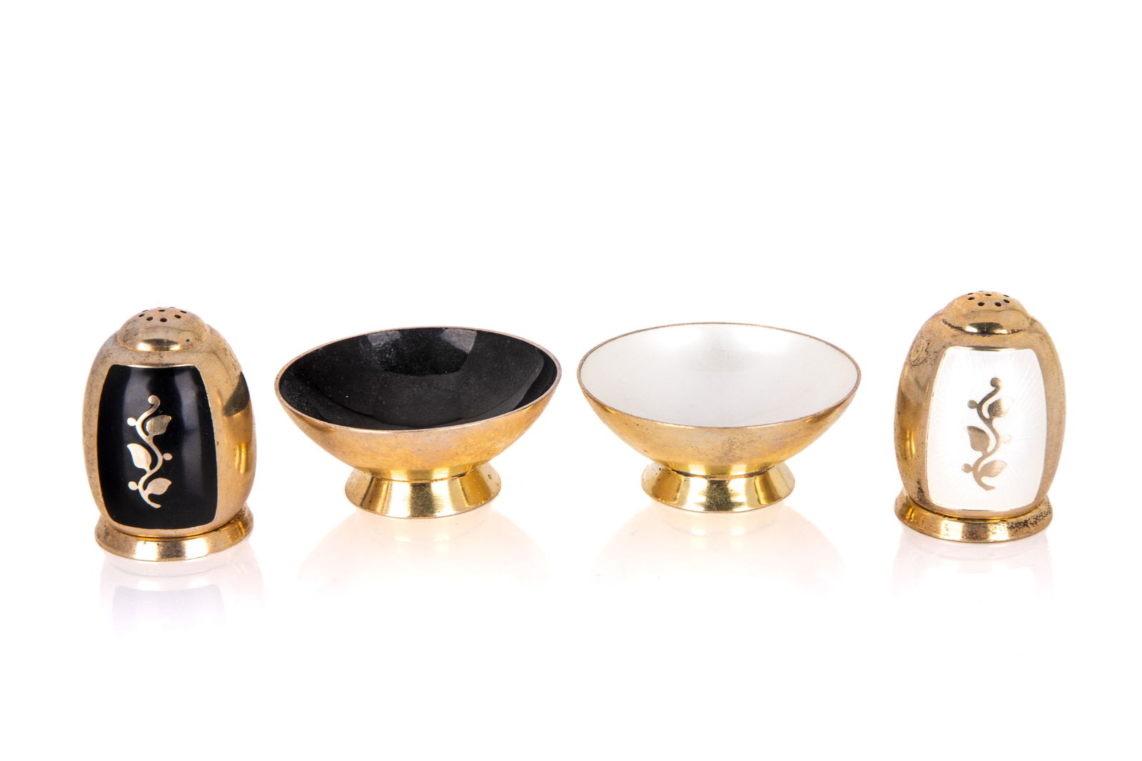 DANISH SILVER AND ENAMEL SALT AND PEPPER SET (1 of 6)