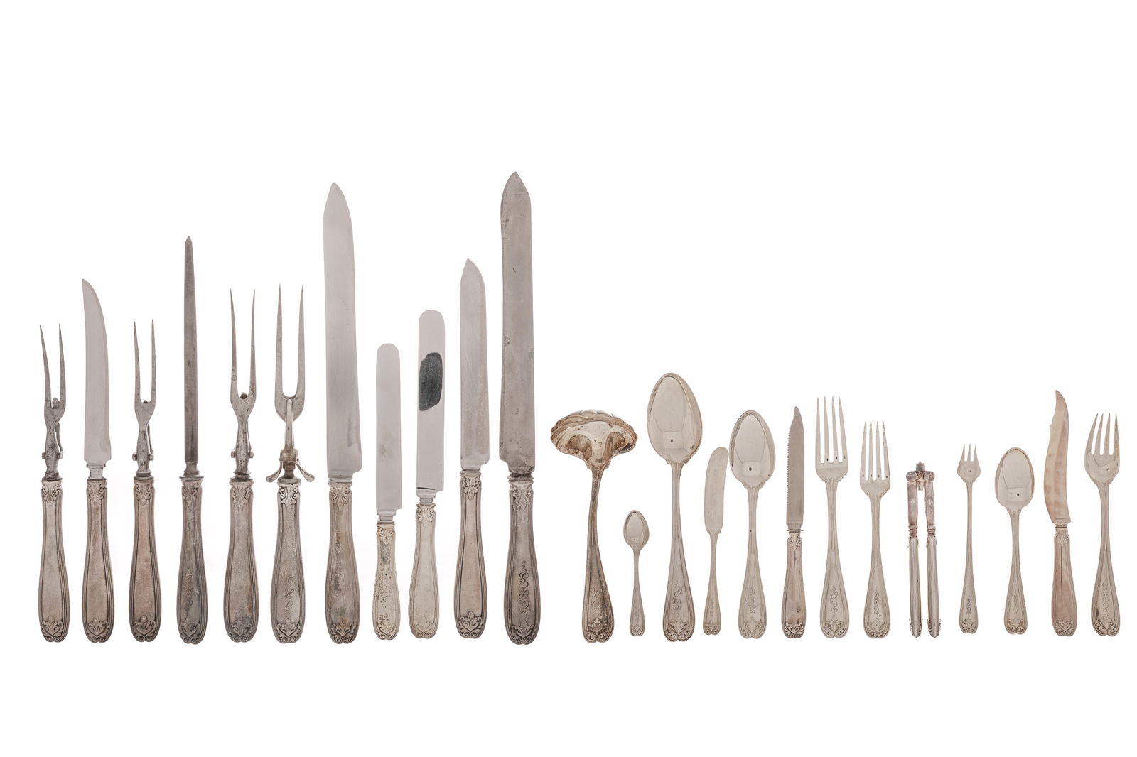 LARGE GROUP OF TIFFANY SILVER FLATWARE, 10,390g (1 of 2)