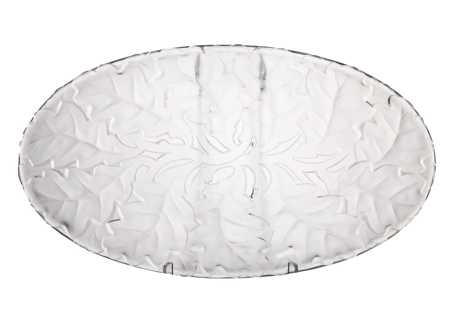 LALIQUE FRANCE "CHENE" OAK LEAF PLATTER: L 24" (61 cm)