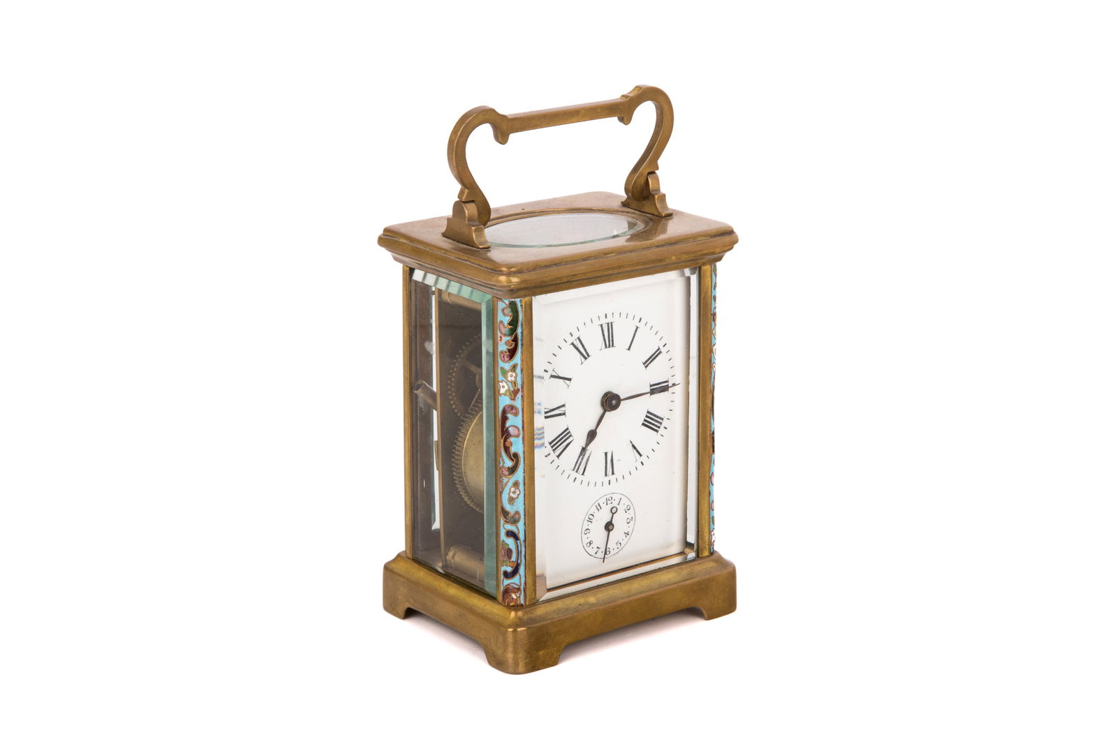 CHAMPLEVE AND BRASS CARRIAGE CLOCK (1 of 13)